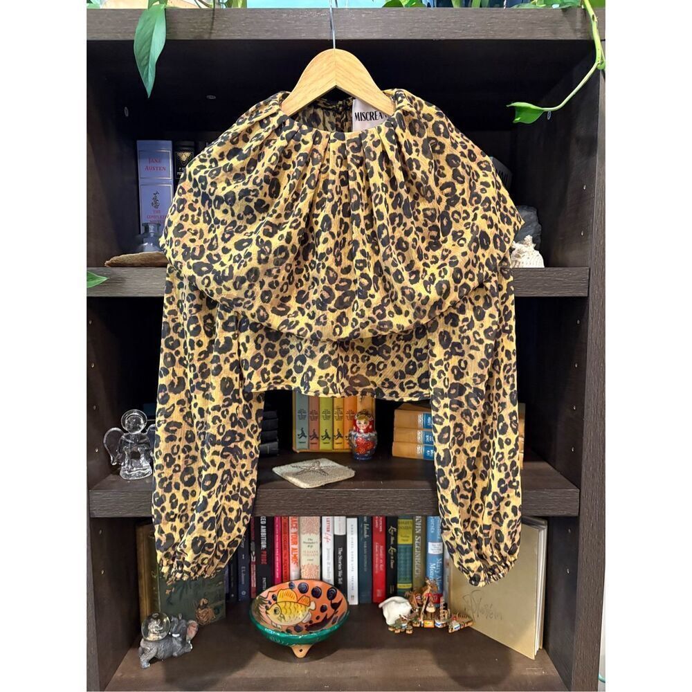 NWOT Miscreants London x Revolve Animal Print Blouse Size US 4 UK 8